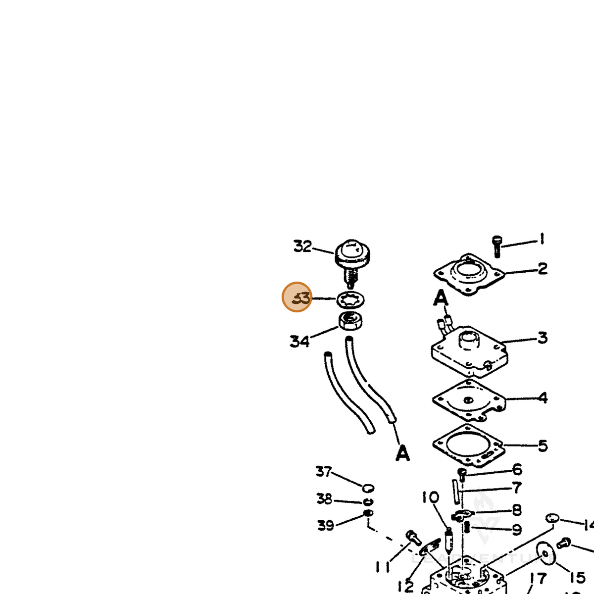 ECHO part 90061000010 — IPL diagram snippet (6x zoom, amber highlight)