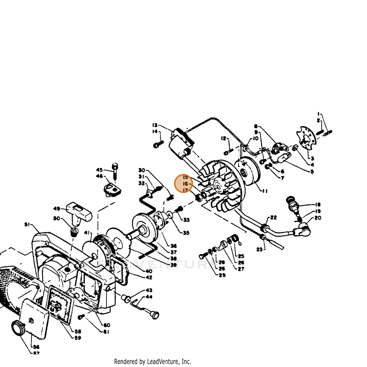 ECHO part 90061100008 — IPL diagram snippet (6x zoom, amber highlight)