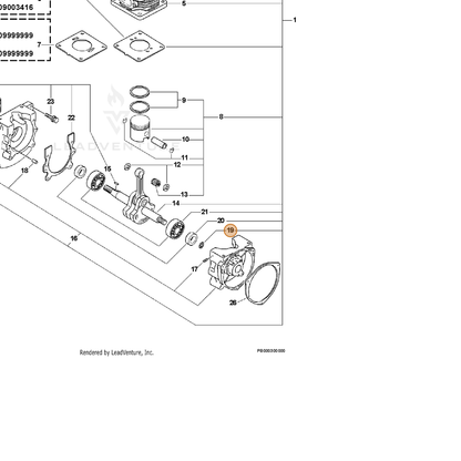 ECHO part 90061700010 — IPL diagram snippet (6x zoom, amber highlight)