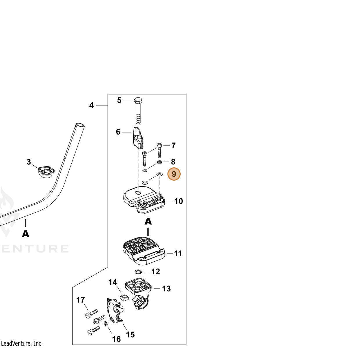 ECHO part 90062000005 — IPL diagram snippet (6x zoom, amber highlight)