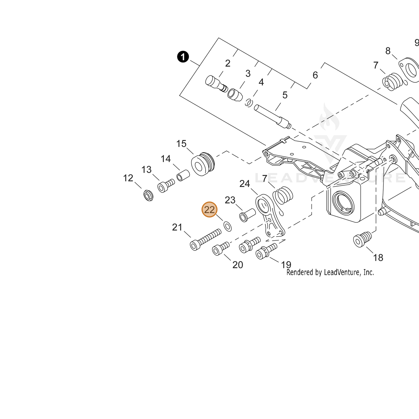 ECHO part 90063000005 — IPL diagram snippet (6x zoom, amber highlight)