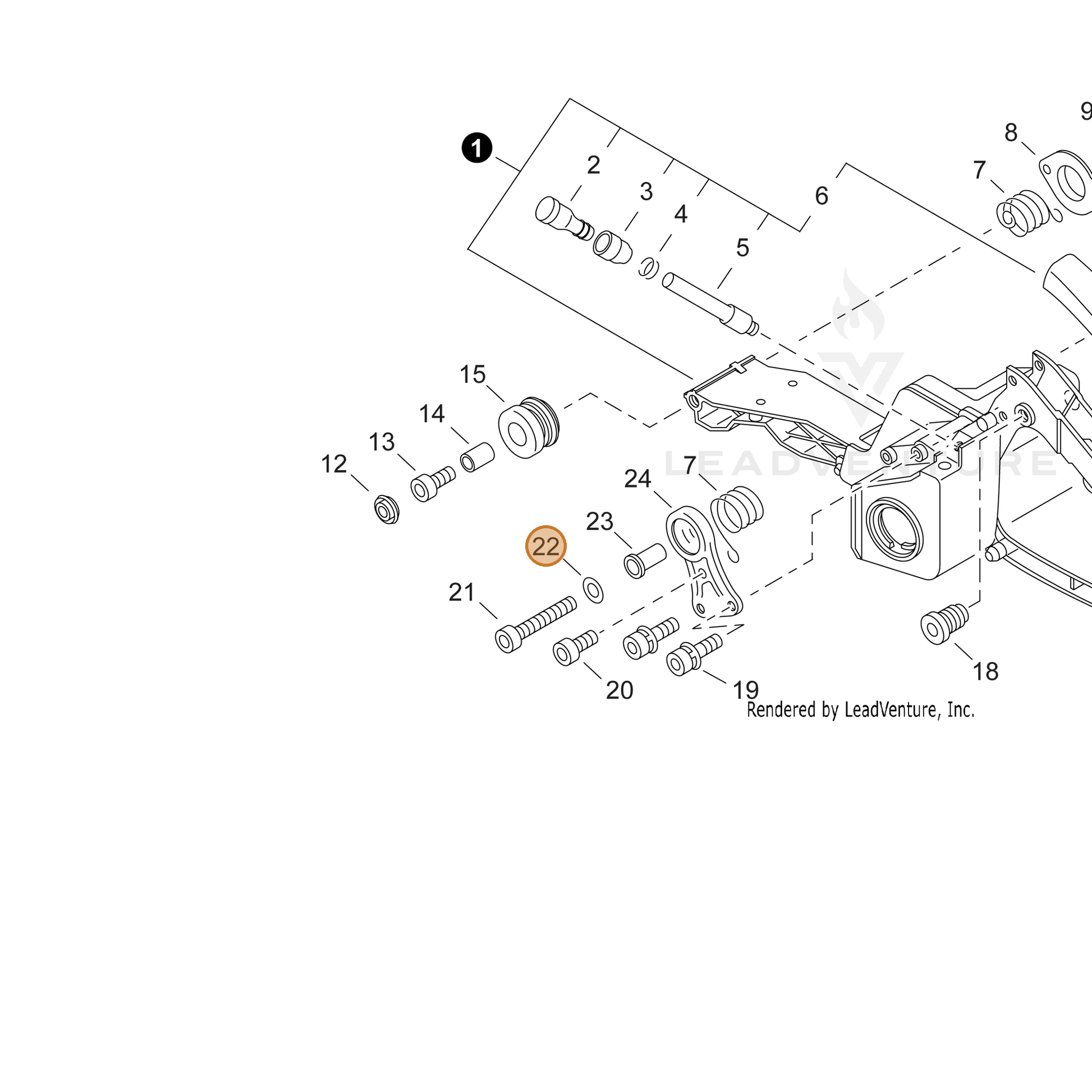 ECHO part 90063000005 — IPL diagram snippet (6x zoom, amber highlight)