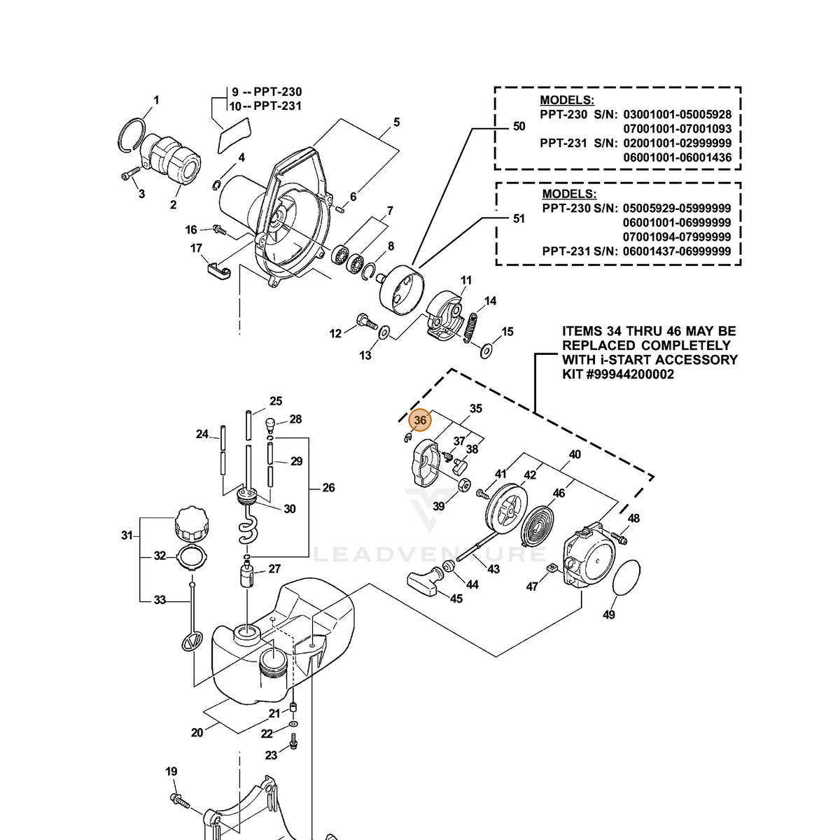 ECHO part 90070000004 — IPL diagram snippet (6x zoom, amber highlight)