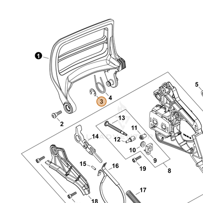 ECHO part 90070000008 — IPL diagram snippet (6x zoom, amber highlight)