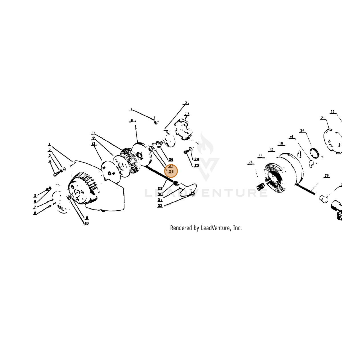 ECHO part 90070000012 — IPL diagram snippet (6x zoom, amber highlight)