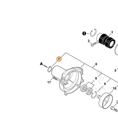 ECHO part 90070100015 — IPL diagram snippet (6x zoom, amber highlight)