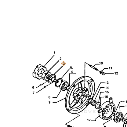 ECHO part 90070100030 — IPL diagram snippet (6x zoom, amber highlight)