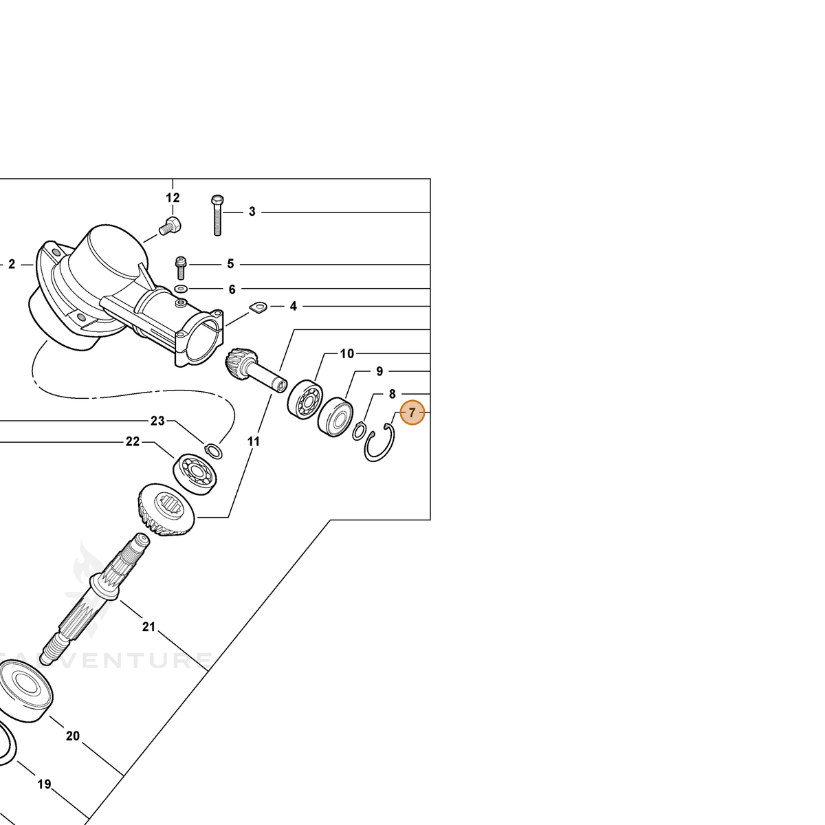 ECHO part 90070200022 — IPL diagram snippet (6x zoom, amber highlight)