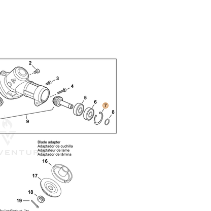 ECHO part 90070200025 — IPL diagram snippet (6x zoom, amber highlight)