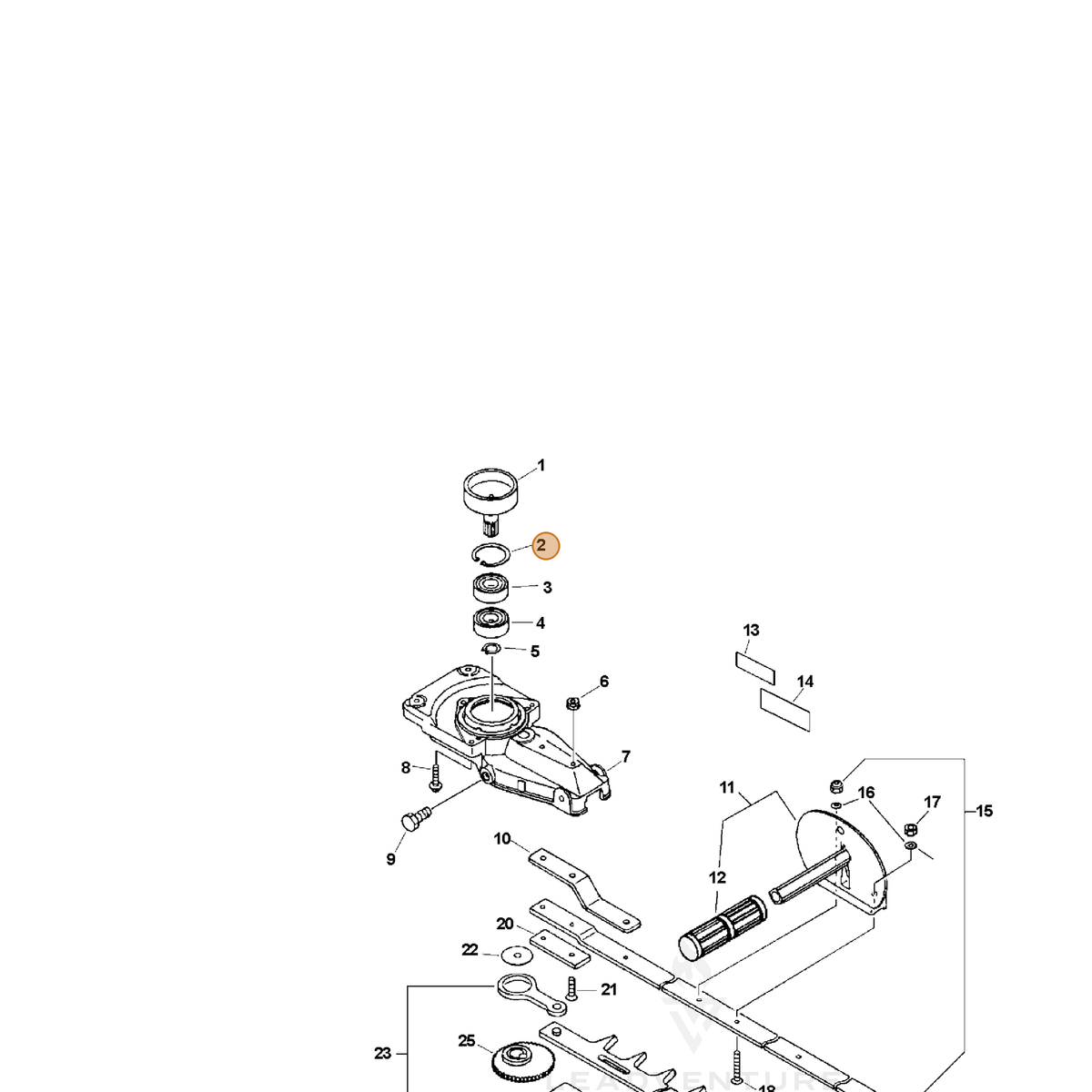 ECHO part 90070200035 — IPL diagram snippet (6x zoom, amber highlight)