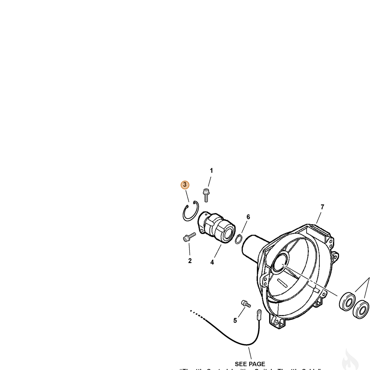 ECHO part 90070200045 — IPL diagram snippet (6x zoom, amber highlight)