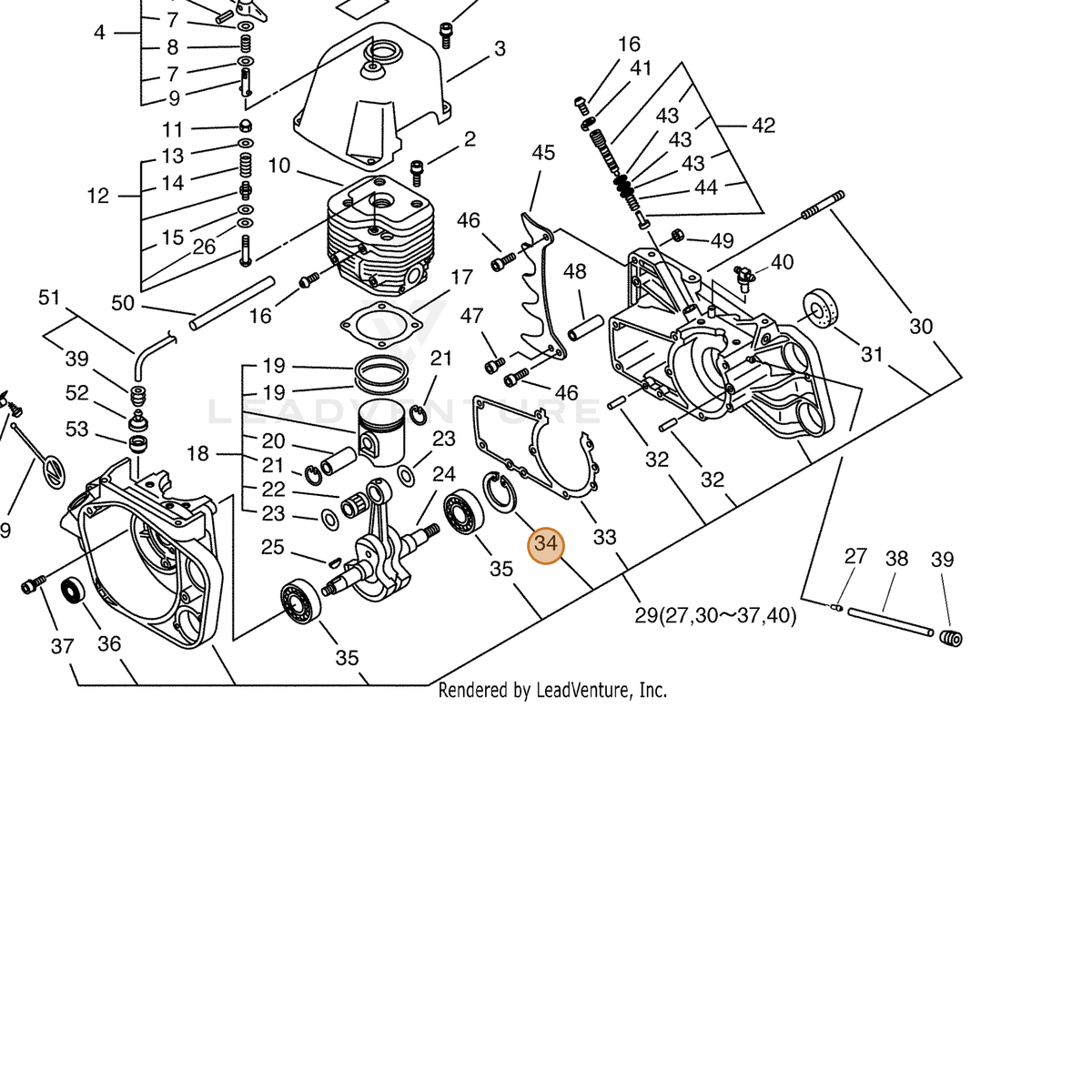 ECHO part 90070200047 — IPL diagram snippet (6x zoom, amber highlight)
