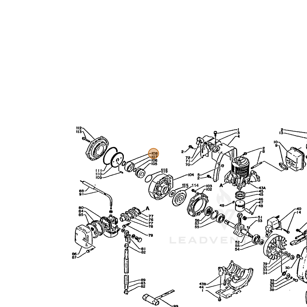 ECHO part 90070400012 — IPL diagram snippet (6x zoom, amber highlight)