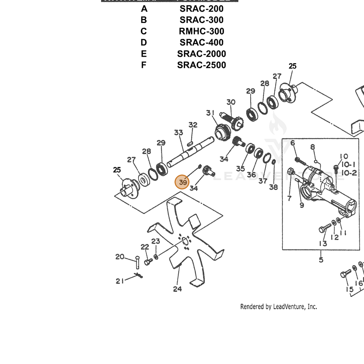 ECHO part 90070700007 — IPL diagram snippet (6x zoom, amber highlight)