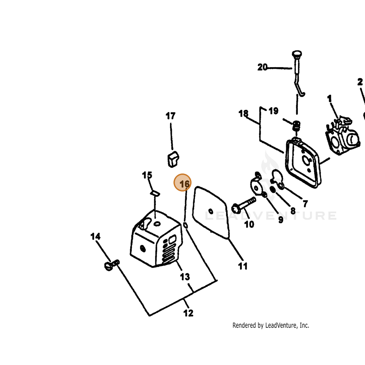 ECHO part 90072000004 — IPL diagram snippet (6x zoom, amber highlight)