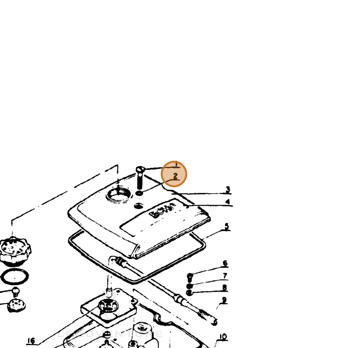 ECHO part 90072000006 — IPL diagram snippet (6x zoom, amber highlight)