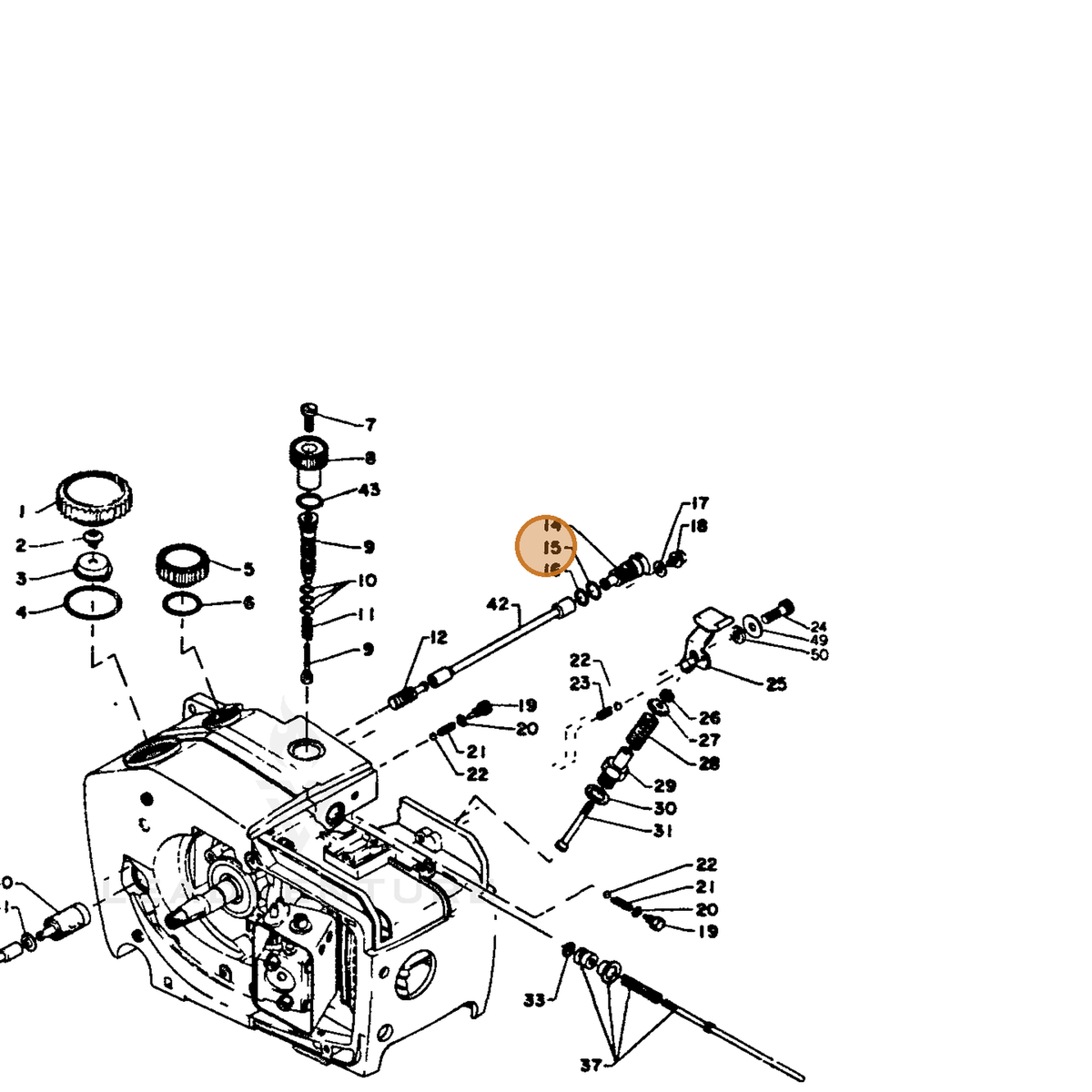 ECHO part 90072000009 — IPL diagram snippet (6x zoom, amber highlight)