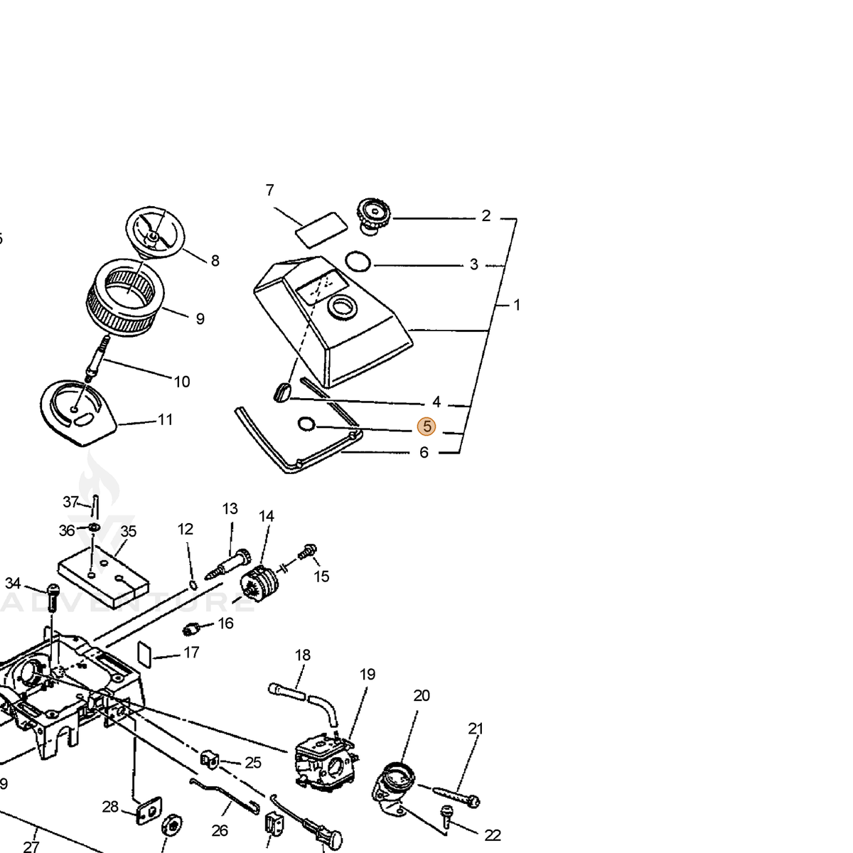 ECHO part 90072000011 — IPL diagram snippet (6x zoom, amber highlight)