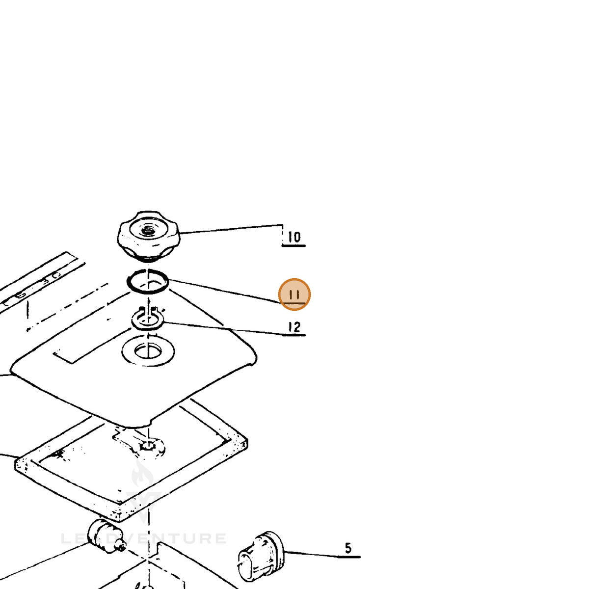 ECHO part 90072000014 — IPL diagram snippet (6x zoom, amber highlight)