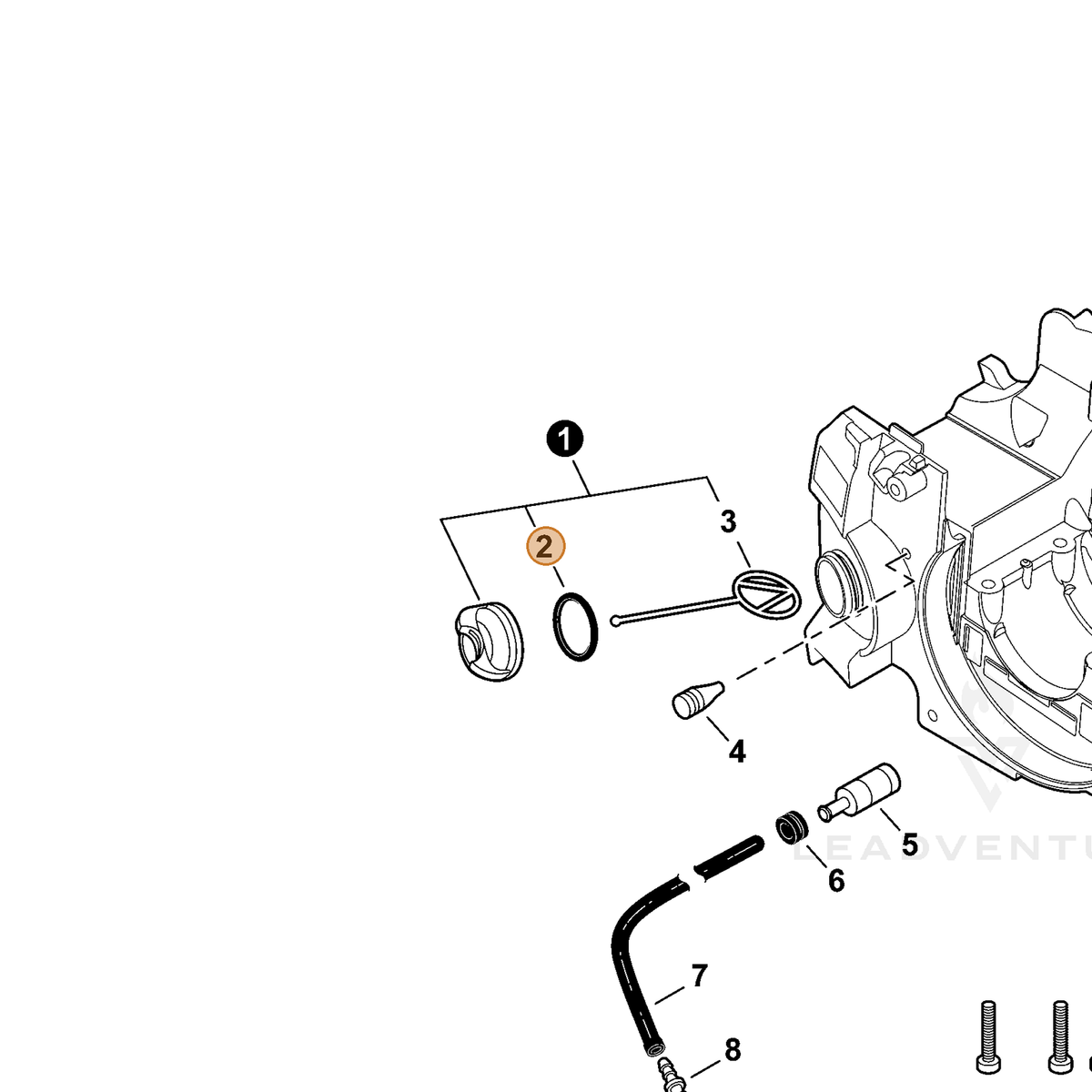 ECHO part 90072000018 — IPL diagram snippet (6x zoom, amber highlight)