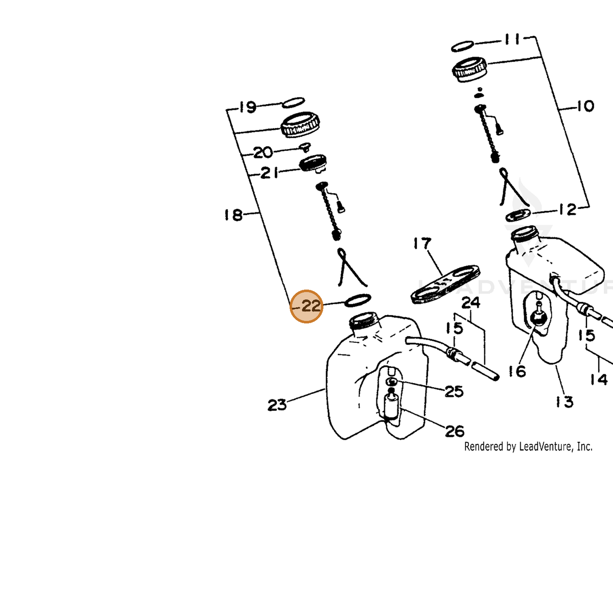 ECHO part 90072000022 — IPL diagram snippet (6x zoom, amber highlight)