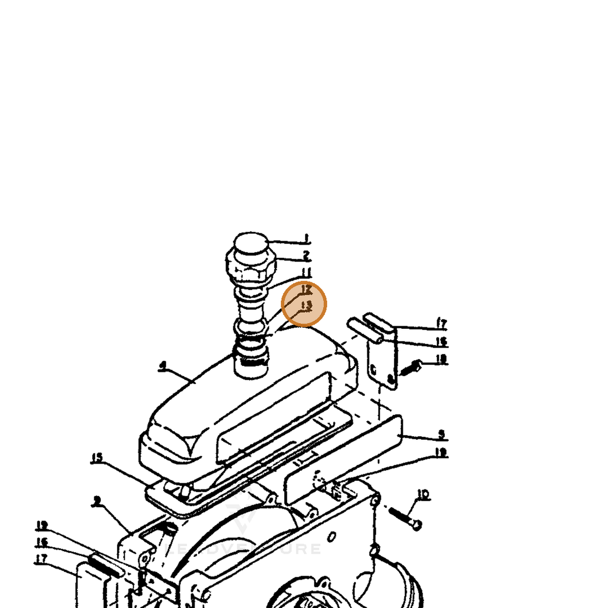 ECHO part 90072000025 — IPL diagram snippet (6x zoom, amber highlight)