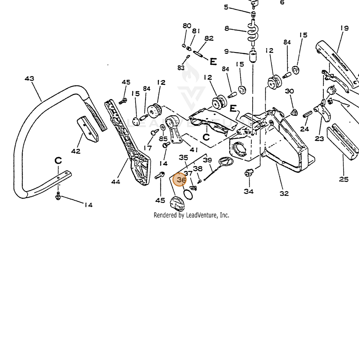 ECHO part 90072000029 — IPL diagram snippet (6x zoom, amber highlight)