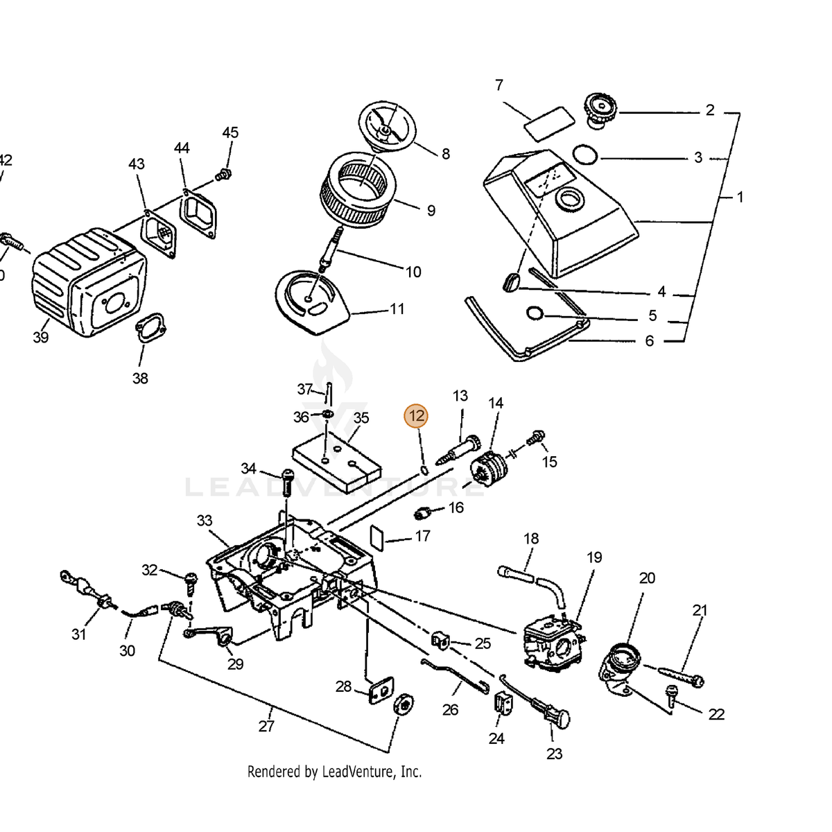 ECHO part 90072020007 — IPL diagram snippet (6x zoom, amber highlight)