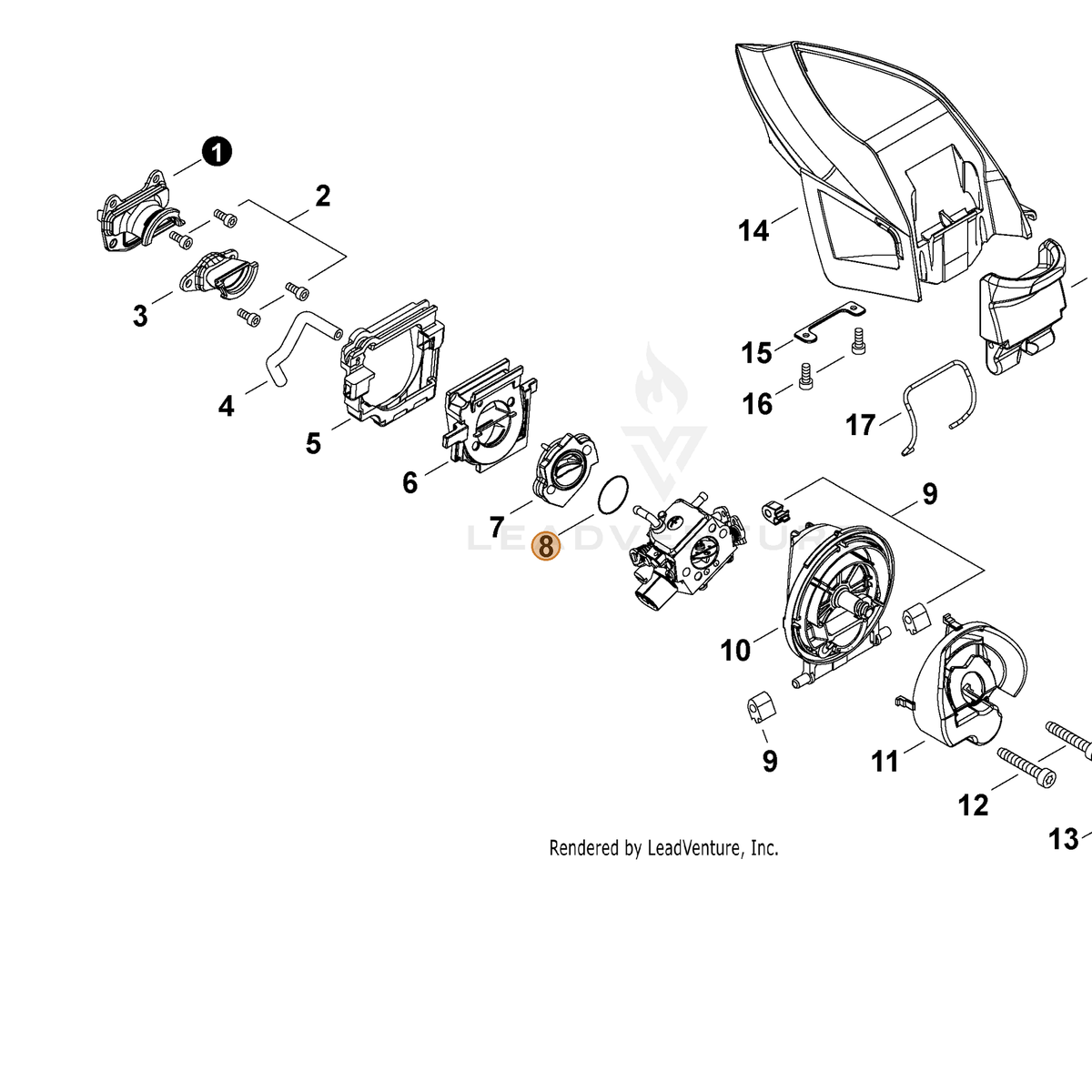 ECHO part 90072400022 — IPL diagram snippet (6x zoom, amber highlight)