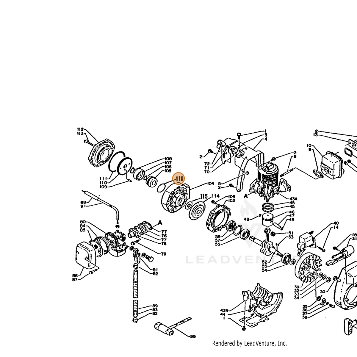 ECHO part 90072400029 — IPL diagram snippet (6x zoom, amber highlight)