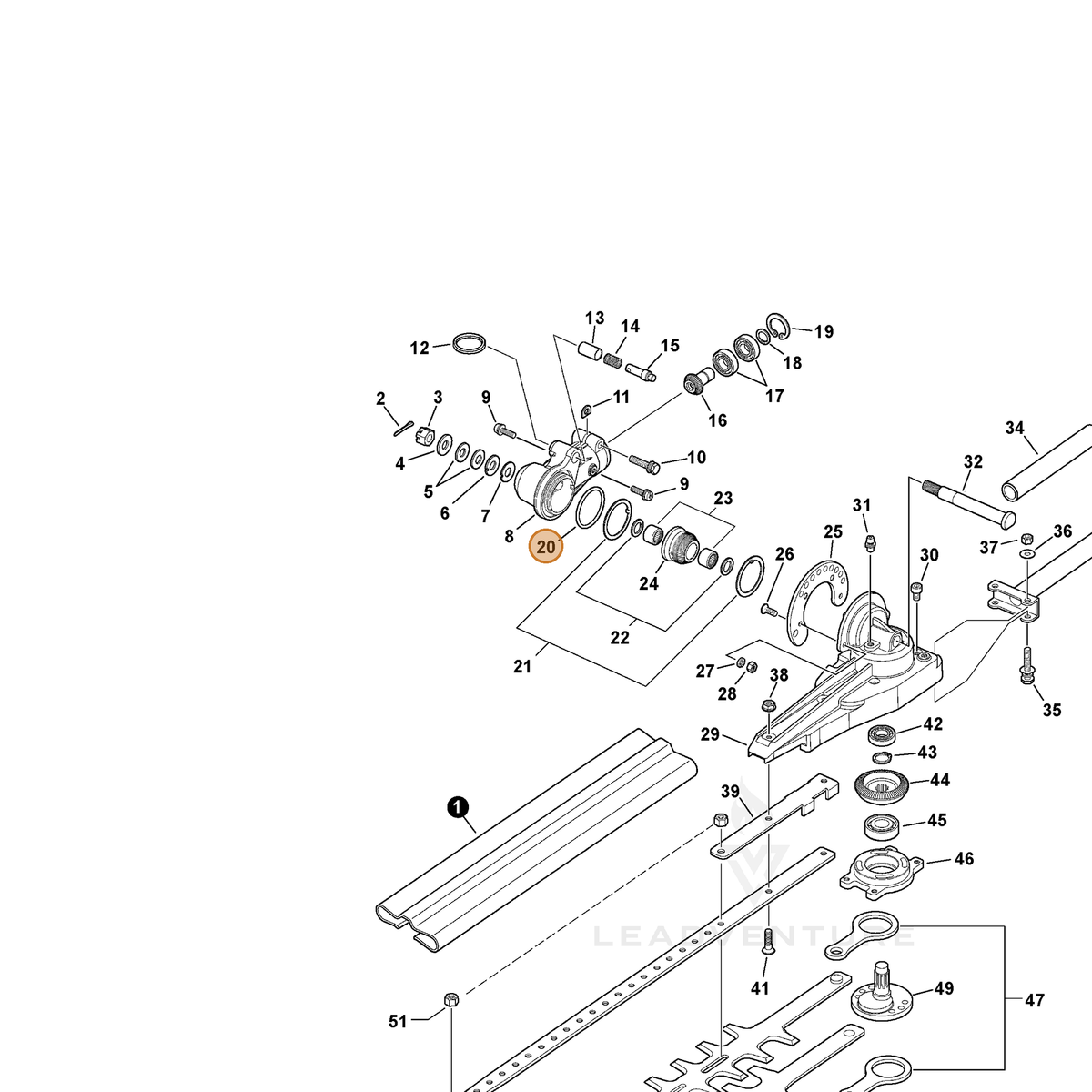 ECHO part 90072400032 — IPL diagram snippet (6x zoom, amber highlight)