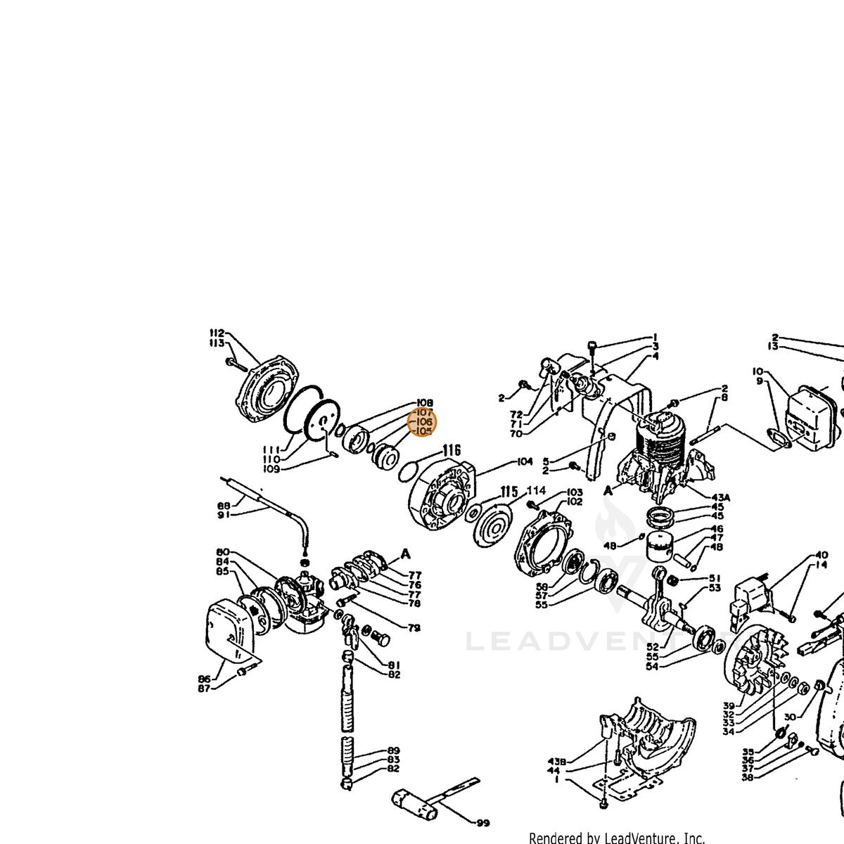 ECHO part 90072430010 — IPL diagram snippet (6x zoom, amber highlight)