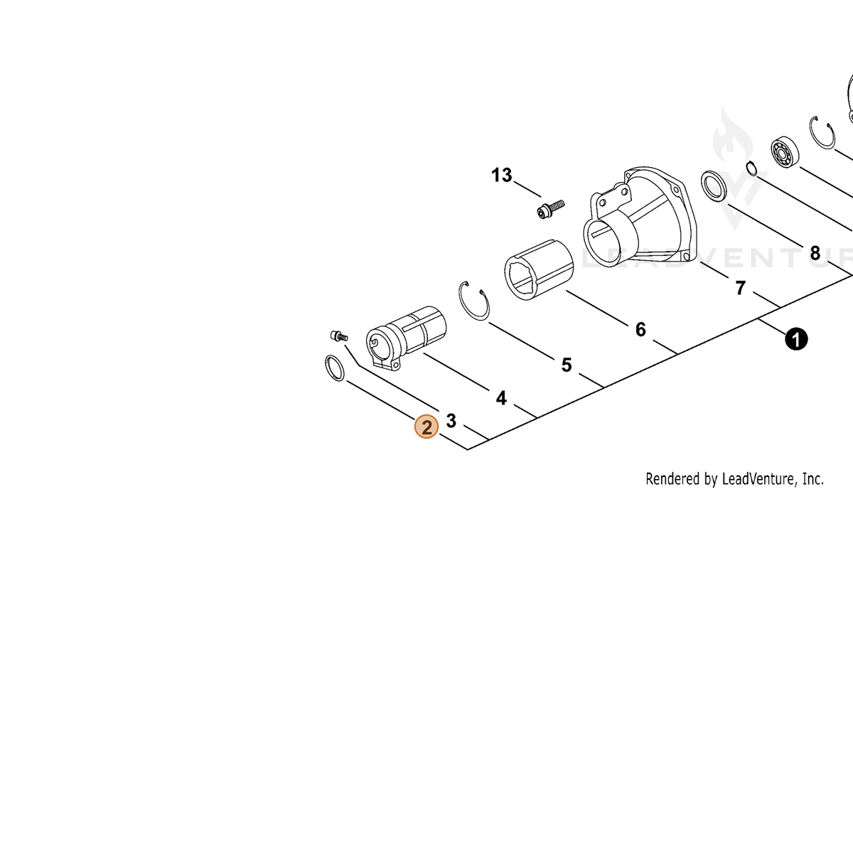 ECHO part 90072502028 — IPL diagram snippet (6x zoom, amber highlight)