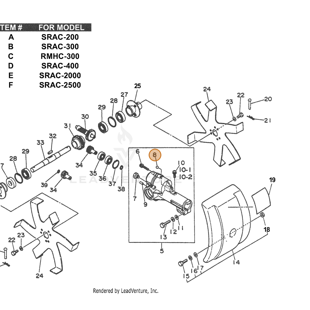 ECHO part 90073101004 — IPL diagram snippet (6x zoom, amber highlight)