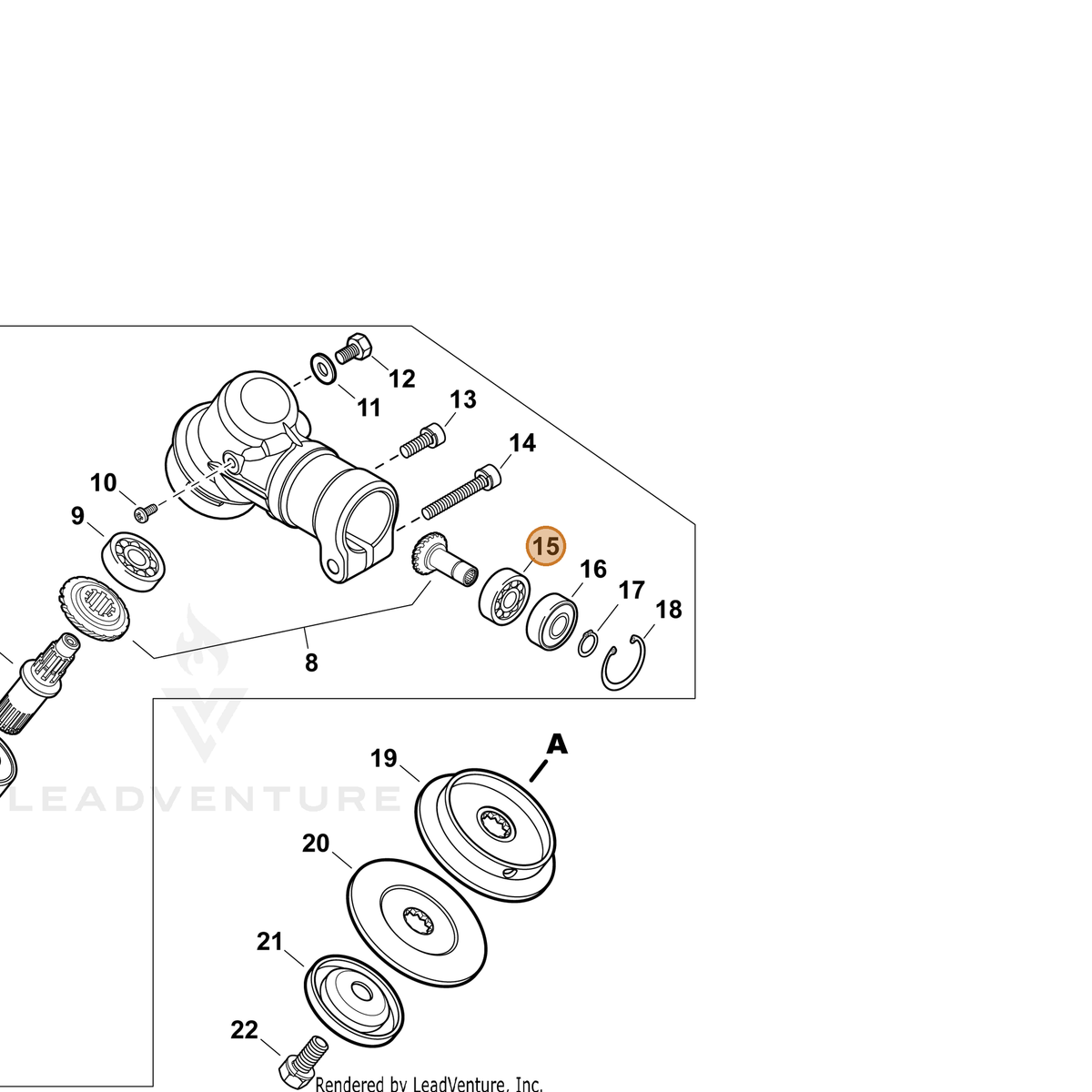 ECHO part 90080006000 — IPL diagram snippet (6x zoom, amber highlight)