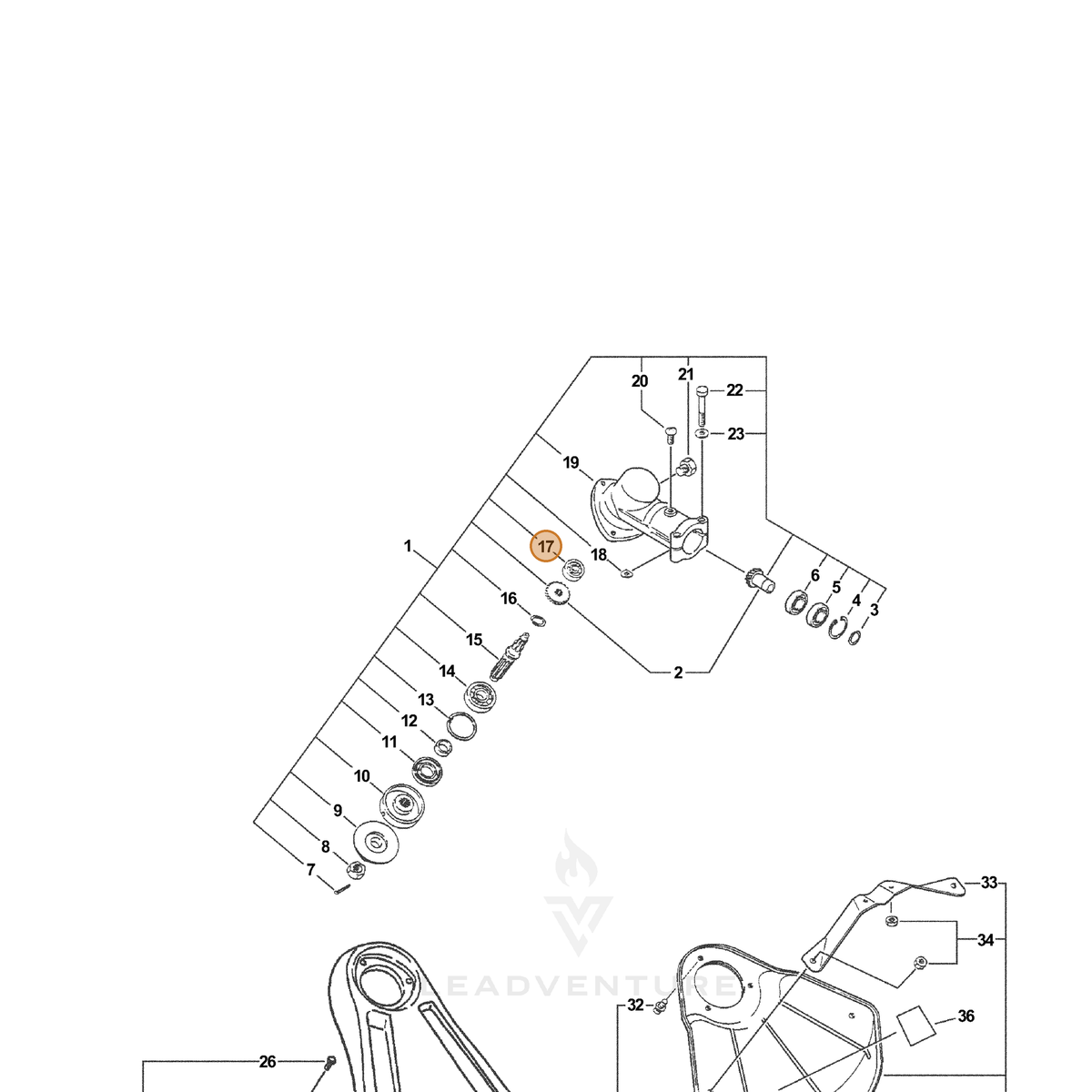 ECHO part 90080036000 — IPL diagram snippet (6x zoom, amber highlight)