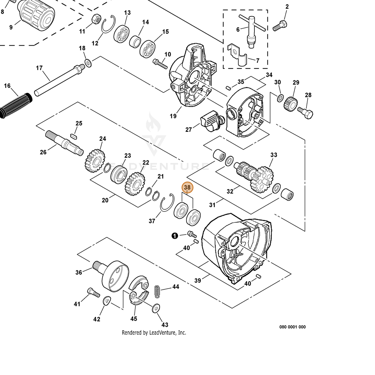 ECHO part 90080106002 — IPL diagram snippet (6x zoom, amber highlight)