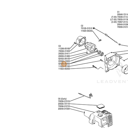 ECHO part 90080206000 — IPL diagram snippet (6x zoom, amber highlight)