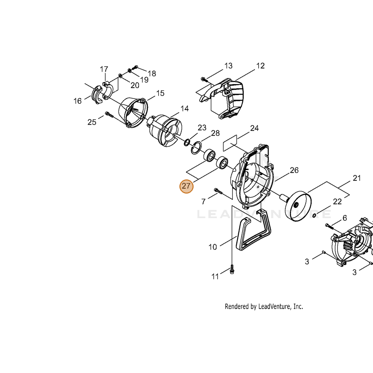 ECHO part 90080206002 — IPL diagram snippet (6x zoom, amber highlight)