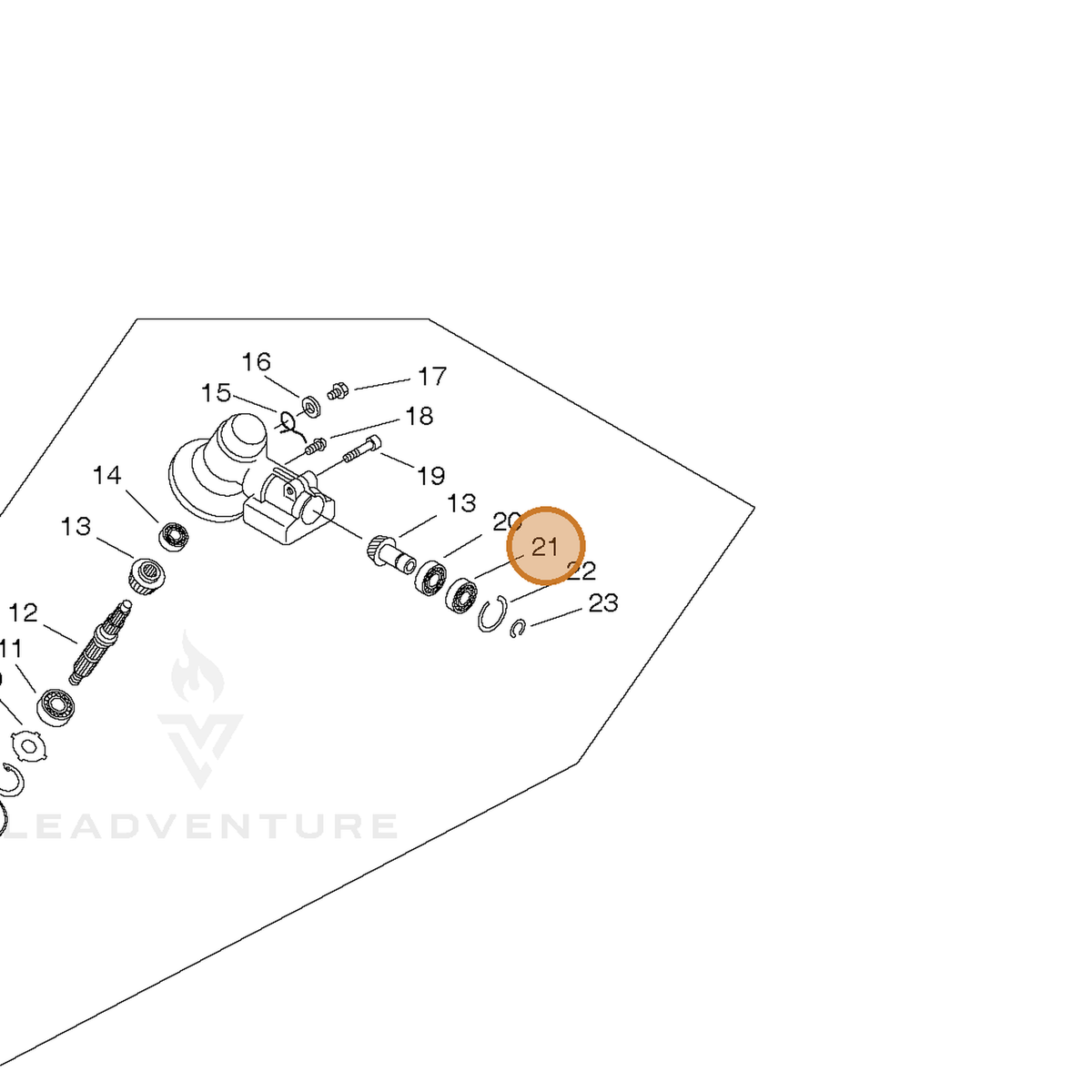 ECHO part 90080306001 — IPL diagram snippet (6x zoom, amber highlight)