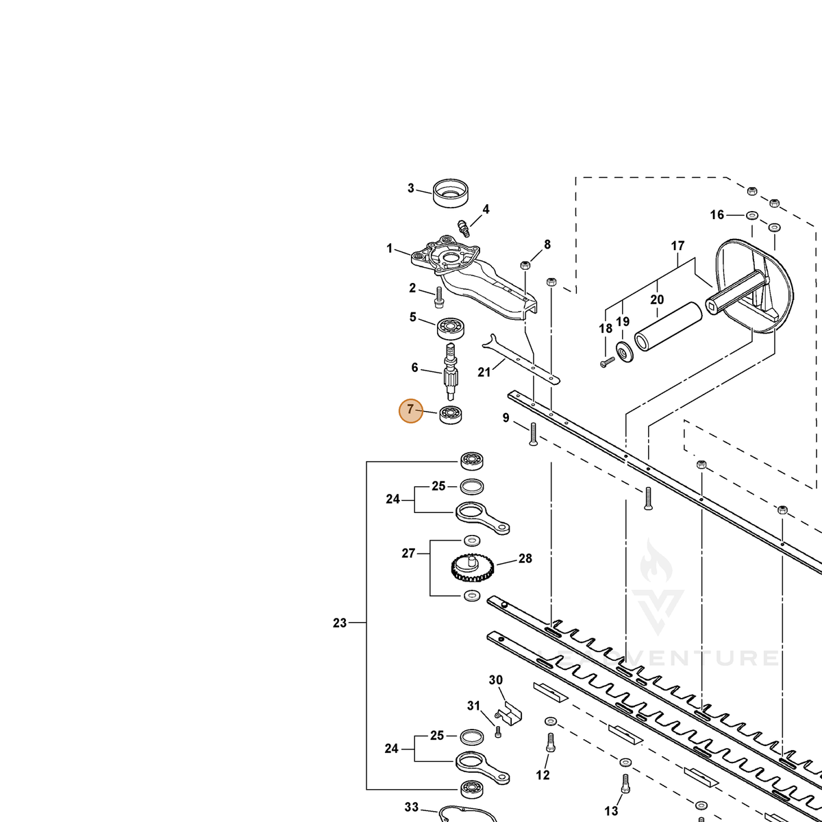 ECHO part 90080400608 — IPL diagram snippet (6x zoom, amber highlight)