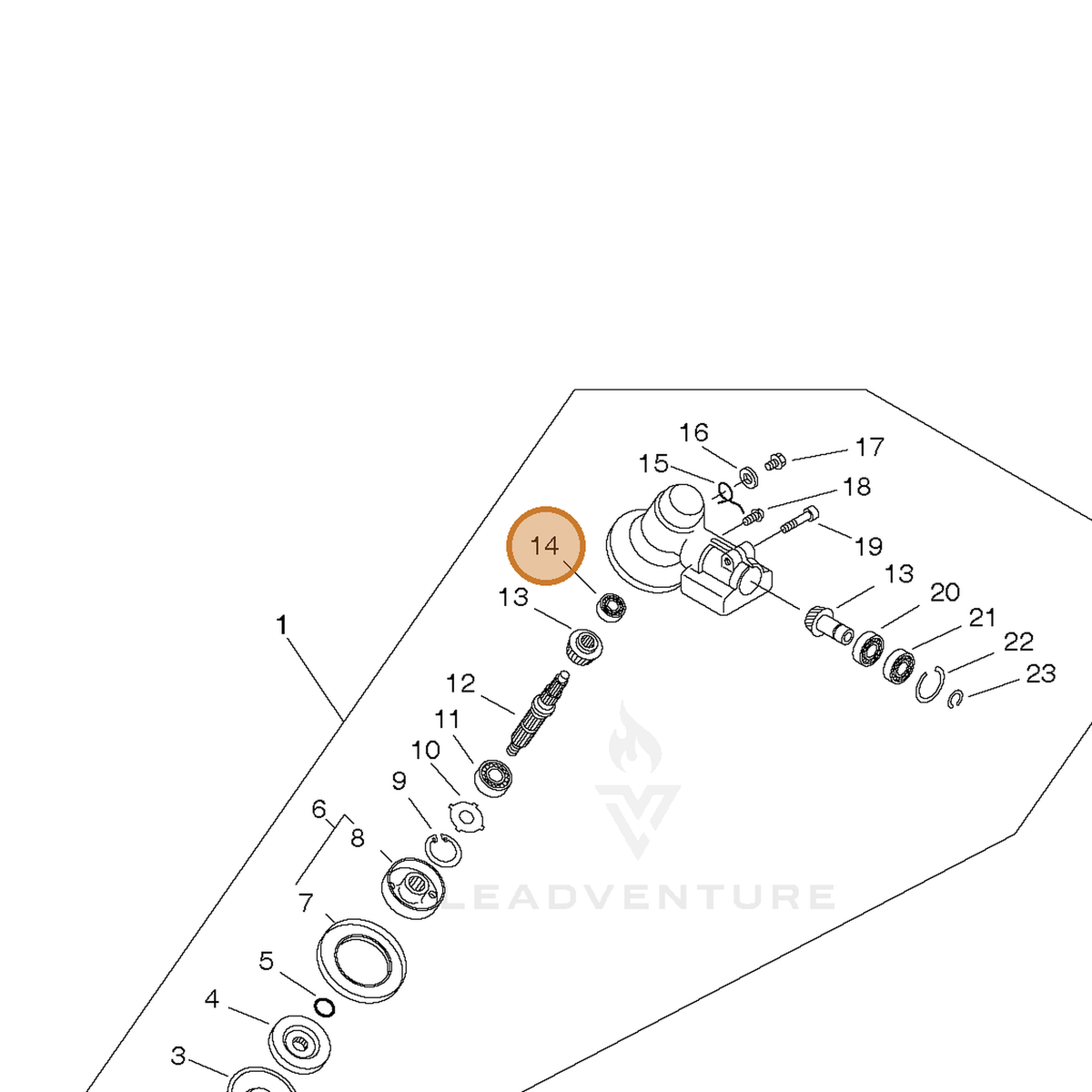 ECHO part 90081000629 — IPL diagram snippet (6x zoom, amber highlight)