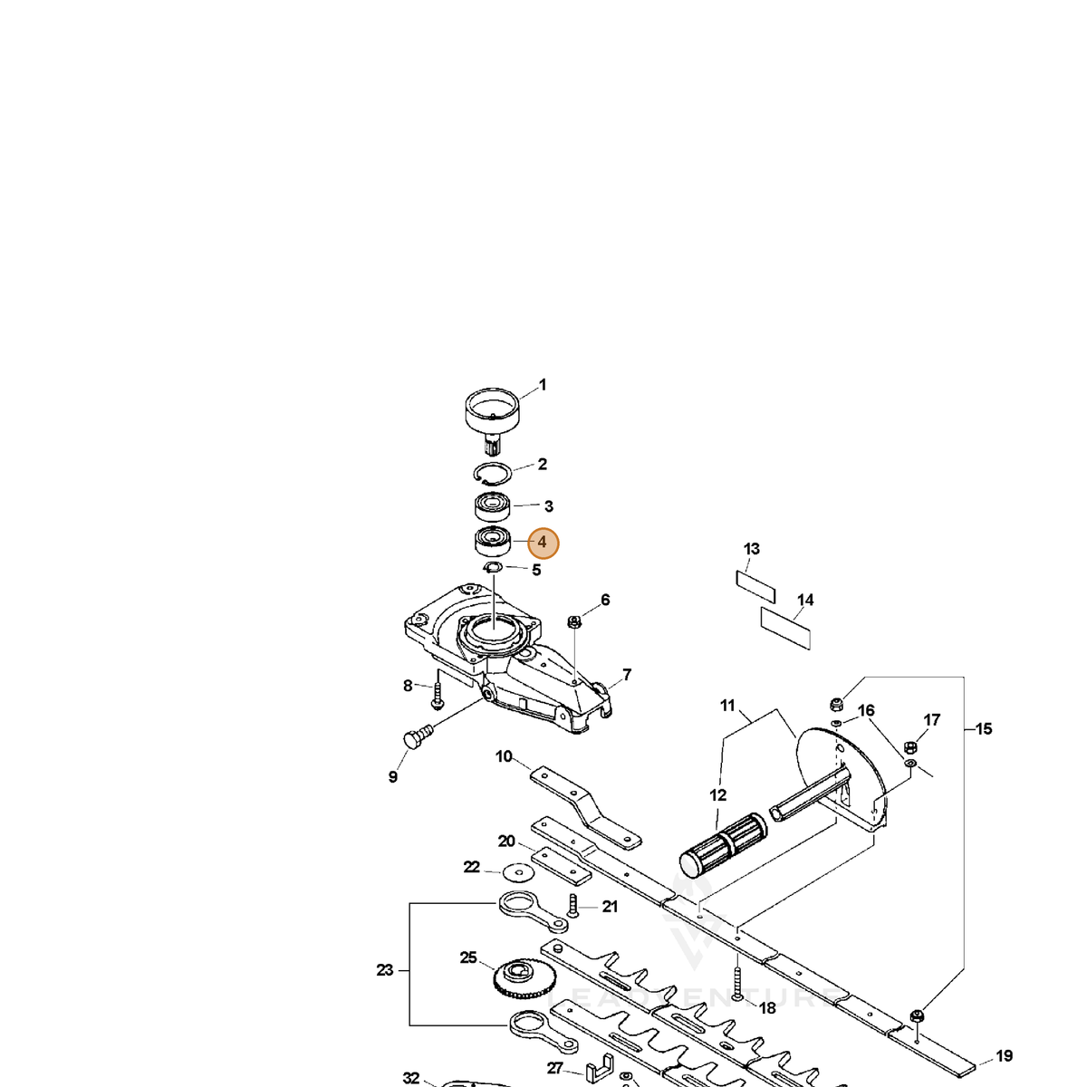ECHO part 90081036202 — IPL diagram snippet (6x zoom, amber highlight)