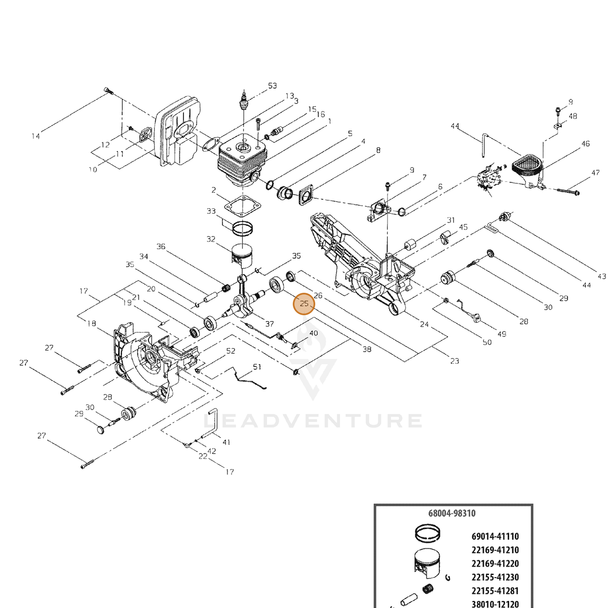 ECHO part 90081036203 — IPL diagram snippet (6x zoom, amber highlight)