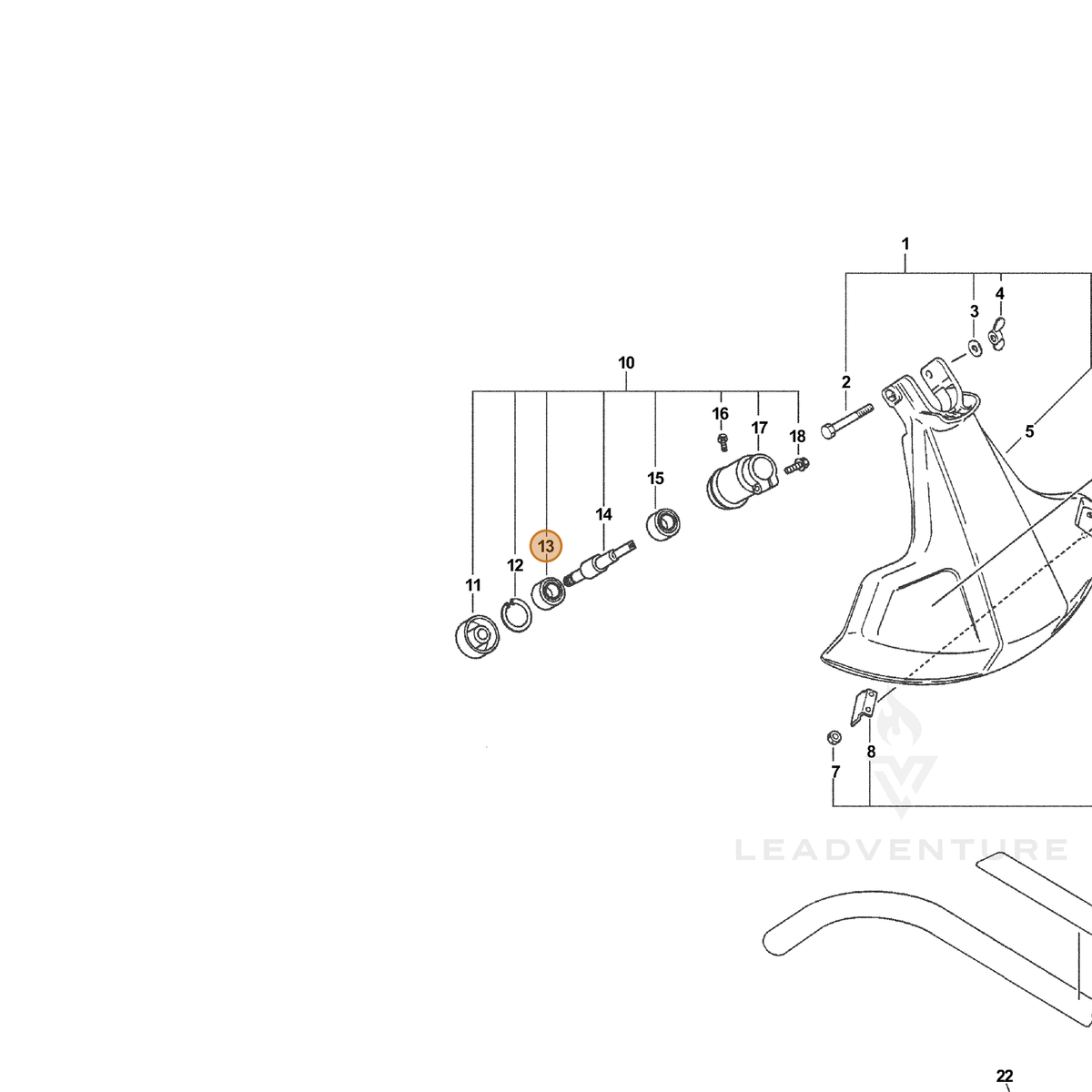 ECHO part 90081106201 — IPL diagram snippet (6x zoom, amber highlight)