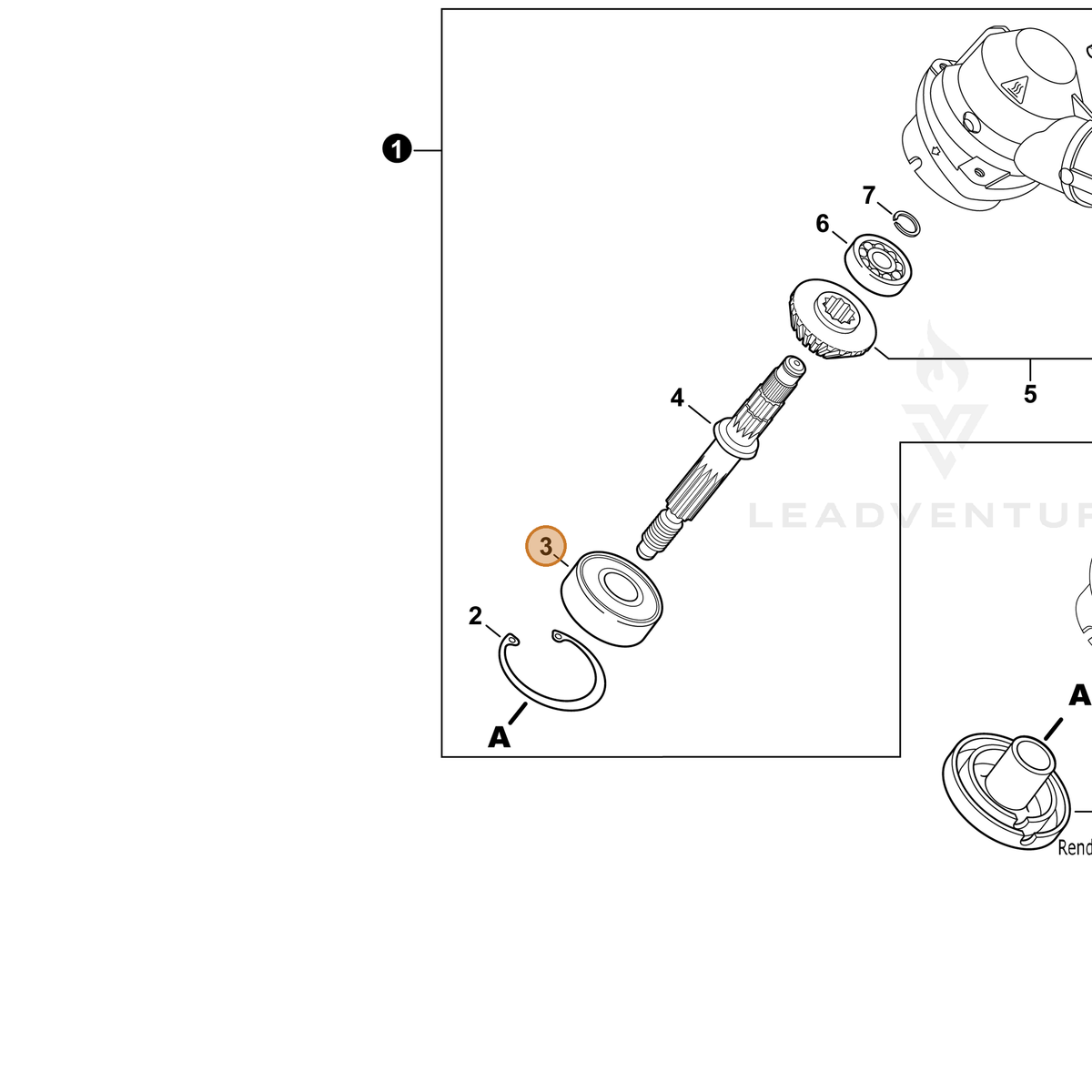 ECHO part 90081206302 — IPL diagram snippet (6x zoom, amber highlight)