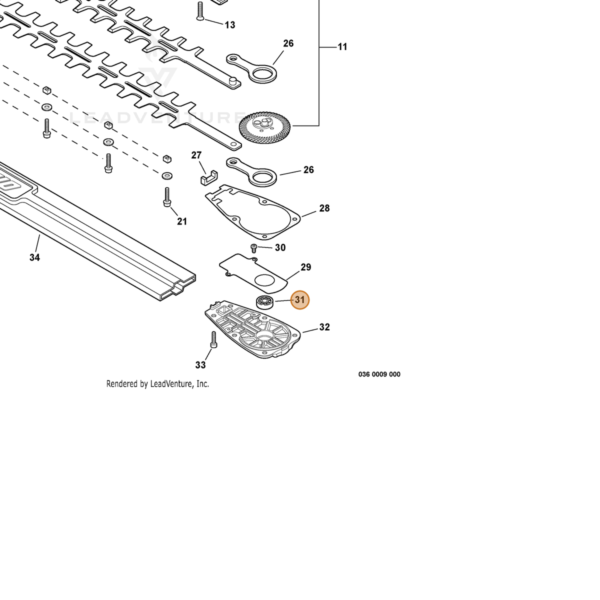 ECHO part 90081400628 — IPL diagram snippet (6x zoom, amber highlight)