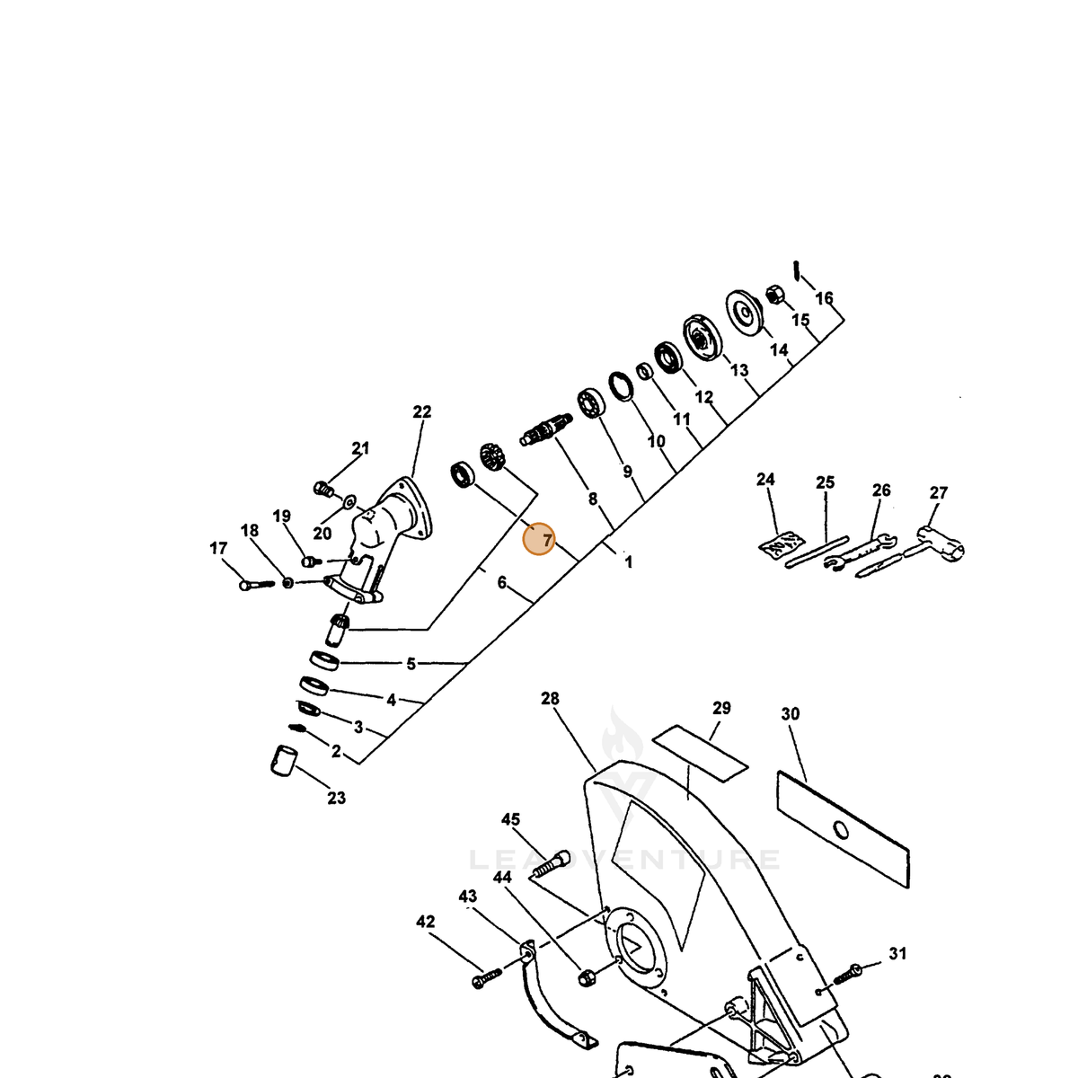 ECHO part 90081400629 — IPL diagram snippet (6x zoom, amber highlight)
