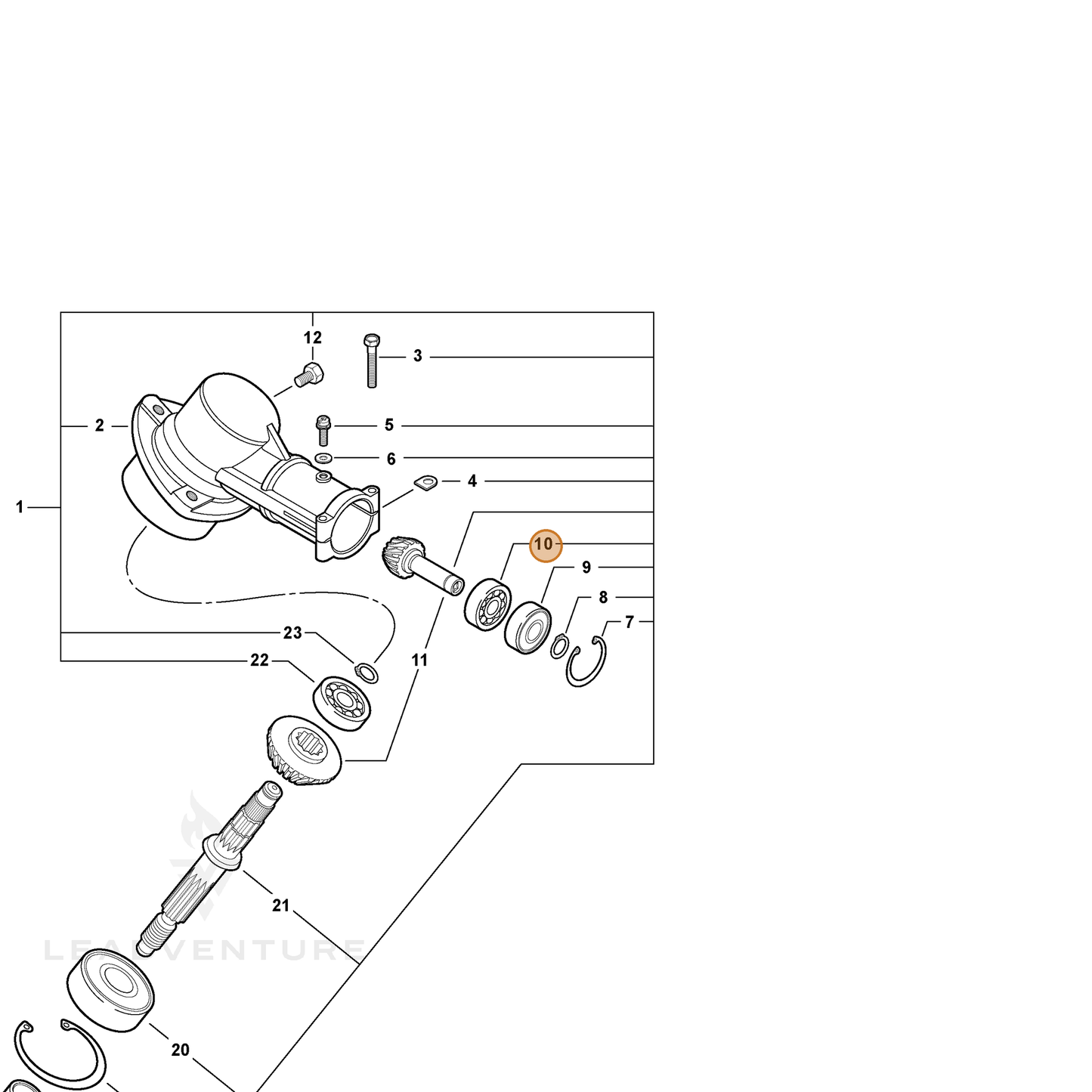 ECHO part 90085506900 — IPL diagram snippet (6x zoom, amber highlight)