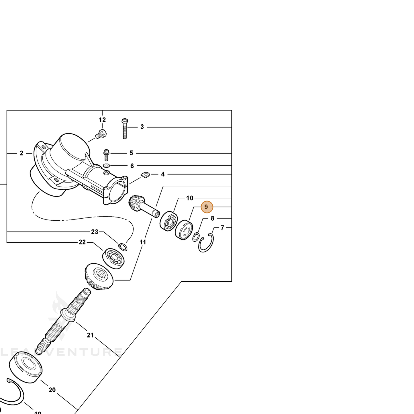 ECHO part 90085806900 — IPL diagram snippet (6x zoom, amber highlight)